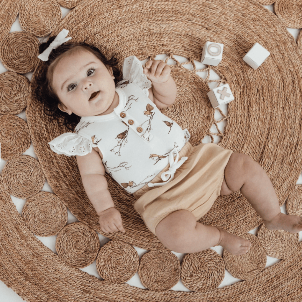 Aster & Oak Organic Bird Lace Onesie - Naked Baby Eco Boutique