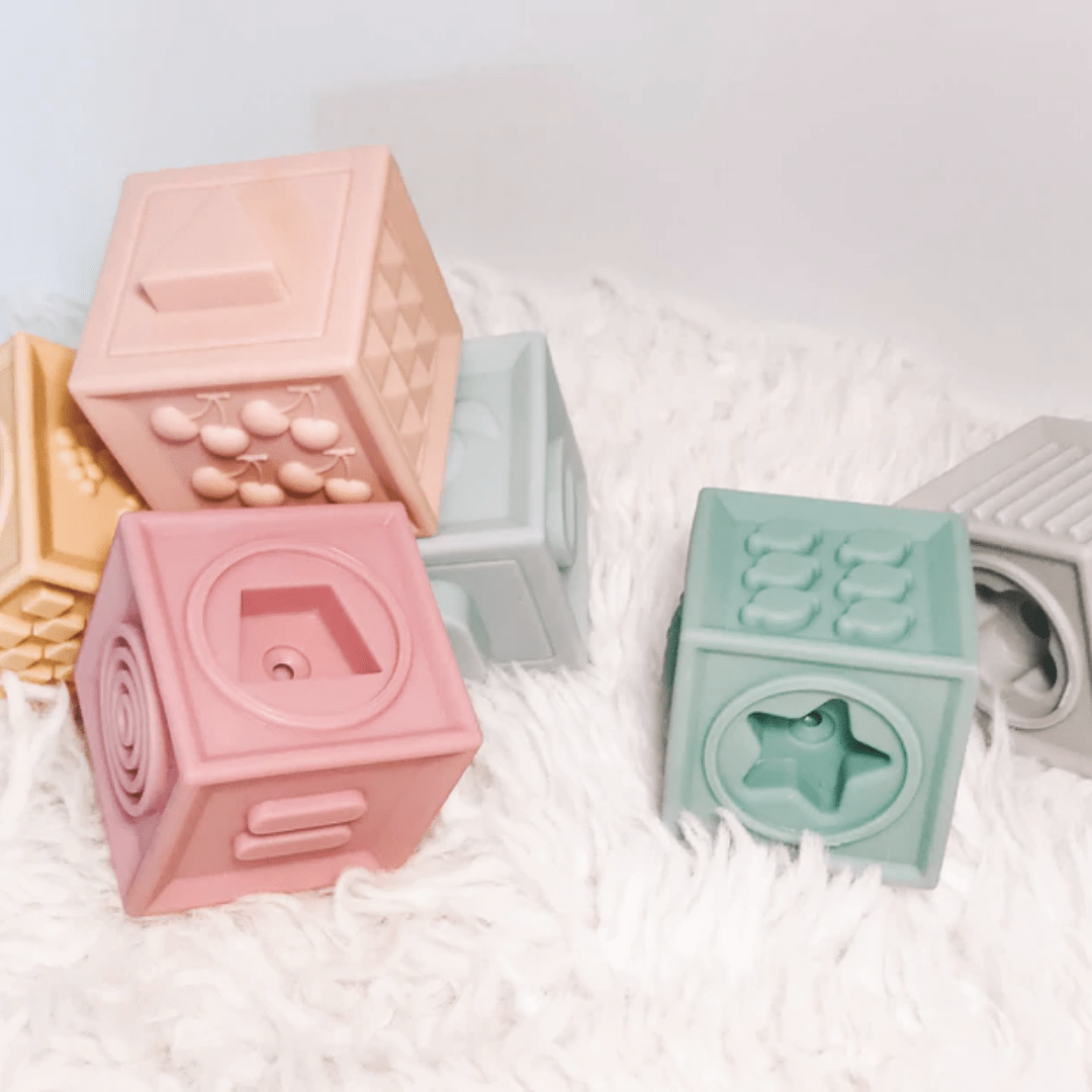 Petite-Eats-Silicone-Building-Blocks-Close-Up-Of-Colours-Naked-Baby-Eco-Boutique