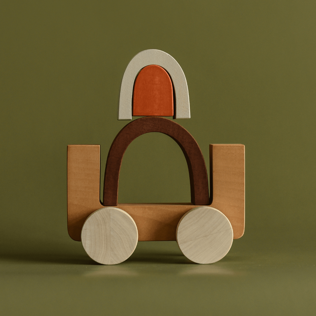 MinMin Copenhagen Wooden Rainbow Car - Naked Baby Eco Boutique