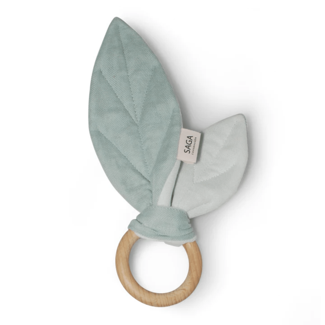 Saga-Copenhagen-Organic-Cotton-And-Beechwood-Teething-Leaf-Mix-Mint-Naked-Baby-Eco-Boutique