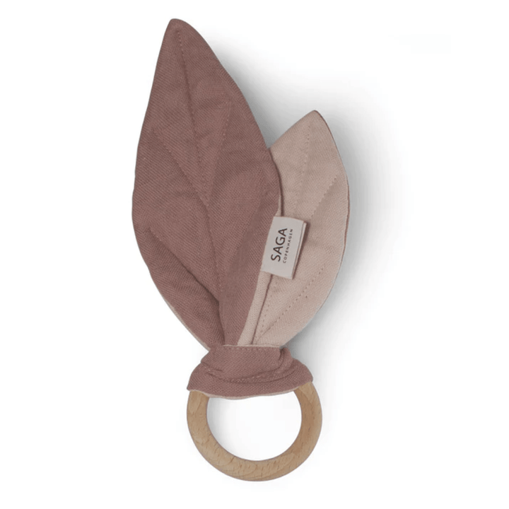 Saga-Copenhagen-Organic-Cotton-And-Beechwood-Teething-Leaf-Mix-Rose-Naked-Baby-Eco-Boutique