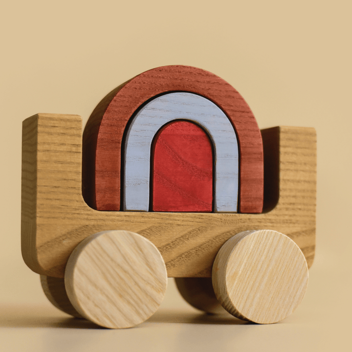 MinMin Copenhagen Wooden Rainbow Car - Naked Baby Eco Boutique