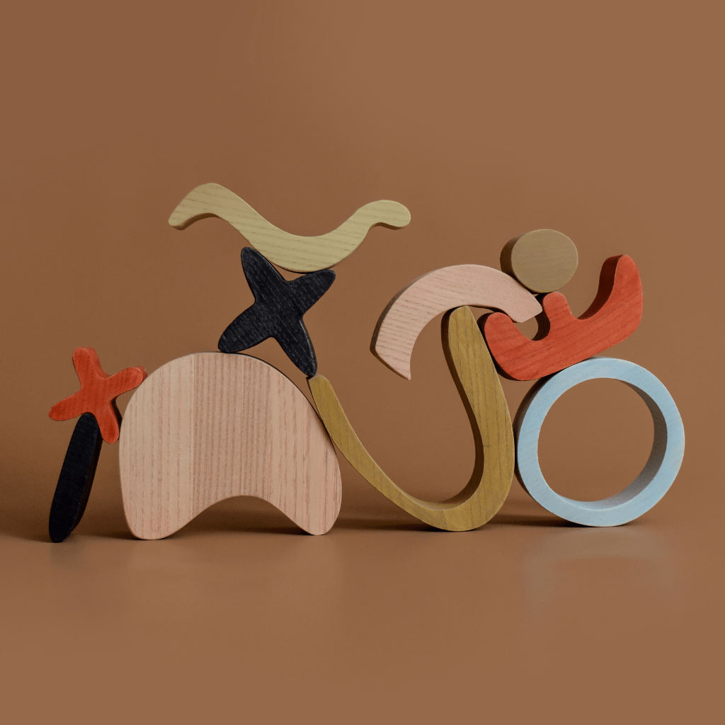 MinMin Copenhagen Abstract Art Wooden Building Blocks - Naked Baby Eco Boutique