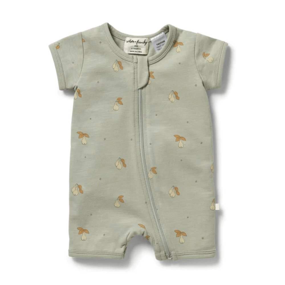 Perfect Pears / Newborn Wilson & Frenchy Organic Slub Boyleg Zipsuit (Multiple Variants) - Naked Baby Eco Boutique