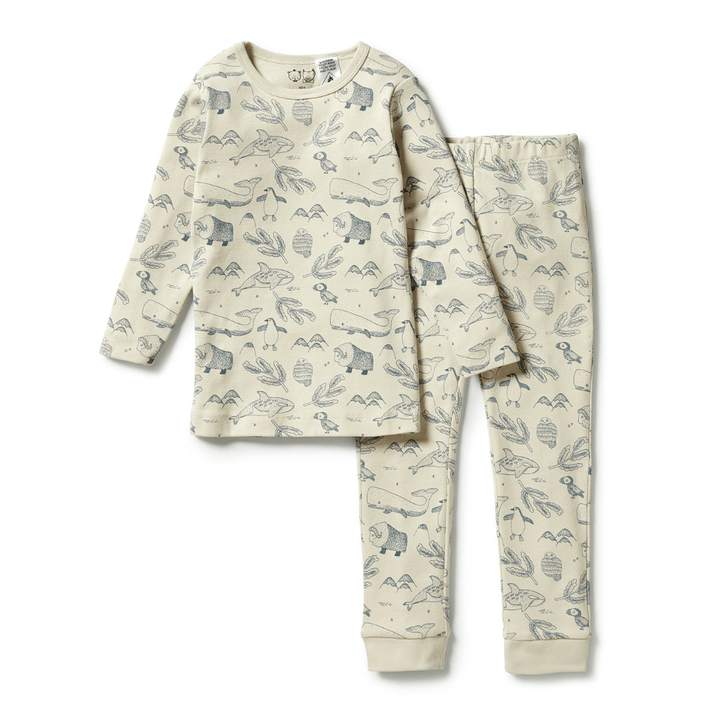 Arctic Blast (1 x 1 Rib) / 1 Year Wilson & Frenchy Organic Rib Long Sleeve Pyjamas (Multiple Variants) - Naked Baby Eco Boutique