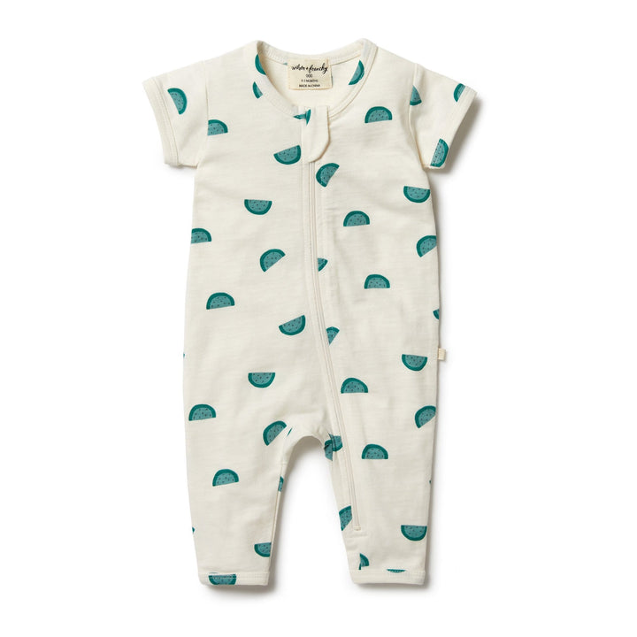 Watermelon / Newborn Wilson & Frenchy Organic Slub Zipsuit (Multiple Variants) - Naked Baby Eco Boutique