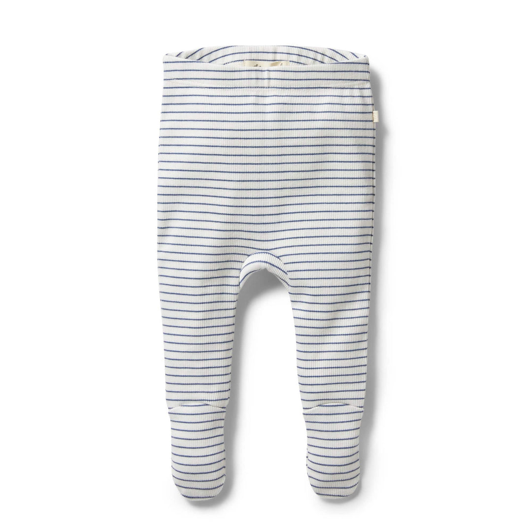 Wilson-and-Frenchy-Organic-Stripe-Rib-Footed-Leggings-Blue-Depths-Front-View-Naked-Baby-Eco-Boutique