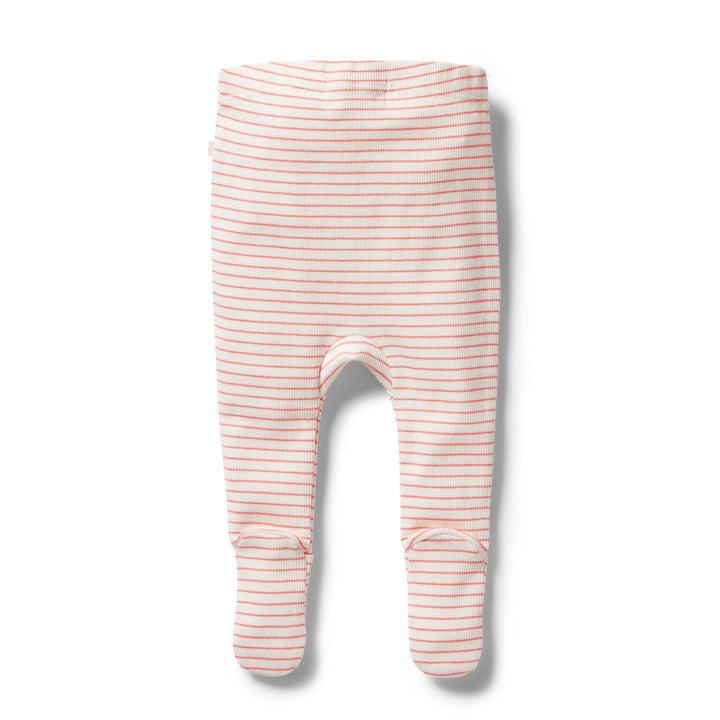 Wilson-and-Frenchy-Organic-Stripe-Rib-Footed-Leggings-Coral-Back-View-Naked-Baby-Eco-Boutique