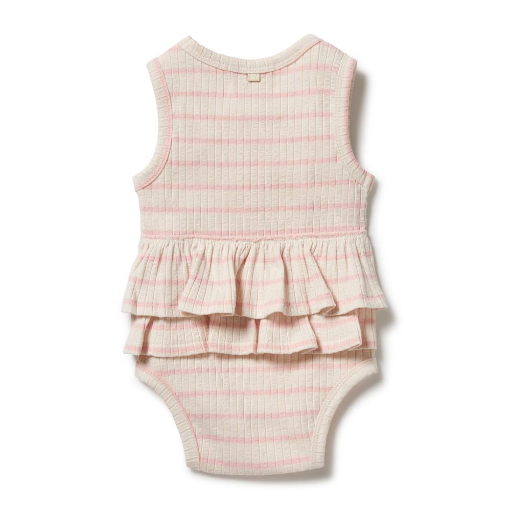 Wilson & Frenchy Organic Stripe Rib Ruffle Onesie - Naked Baby Eco Boutique