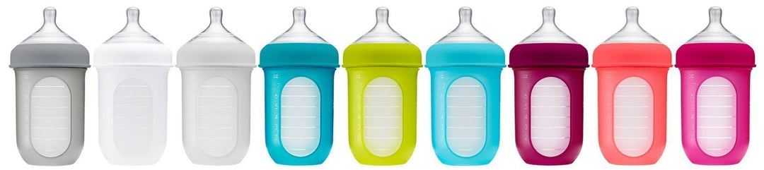 4 oz / Blue/Green Boon NURSH Silicone Baby Bottle - 3-Pack - Naked Baby Eco Boutique