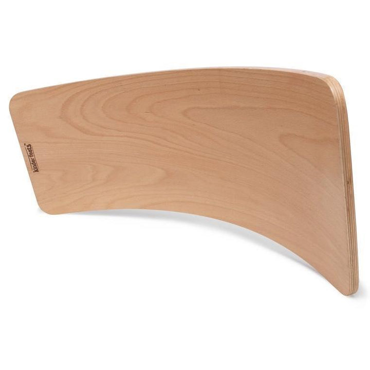 The Kinderfeets Balance Board by Kinderfeets features a smooth, lightly polished surface and is a curved wooden balance board perfect for open-ended play and promoting child development.