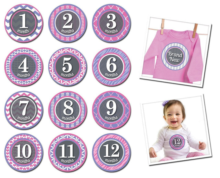 Sticky Bellies Milestone Stickers - Patterned Princess - Naked Baby Eco Boutique