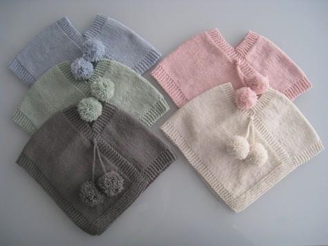 Chocolate / 0 - 6 Months / PomPom Weebits Knitted Poncho - Naked Baby Eco Boutique