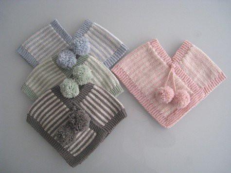 Mushroom Natural Stripe / 0 - 6 Months / PomPom Weebits Knitted Poncho - Naked Baby Eco Boutique